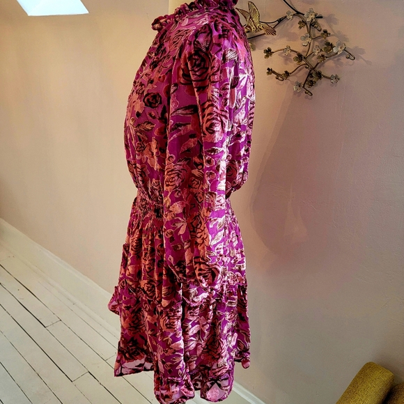o.p.t Velvet Floral Pink Dress - Picture 3 of 9
